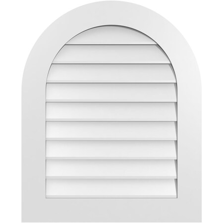 Ekena Millwork Round Top Surface Mount PVC Gable Vent: Non-Functional, w/ 3-1/2"W x 1"P Standard Frame, 26"W x 32"H GVPRT26X3201SN